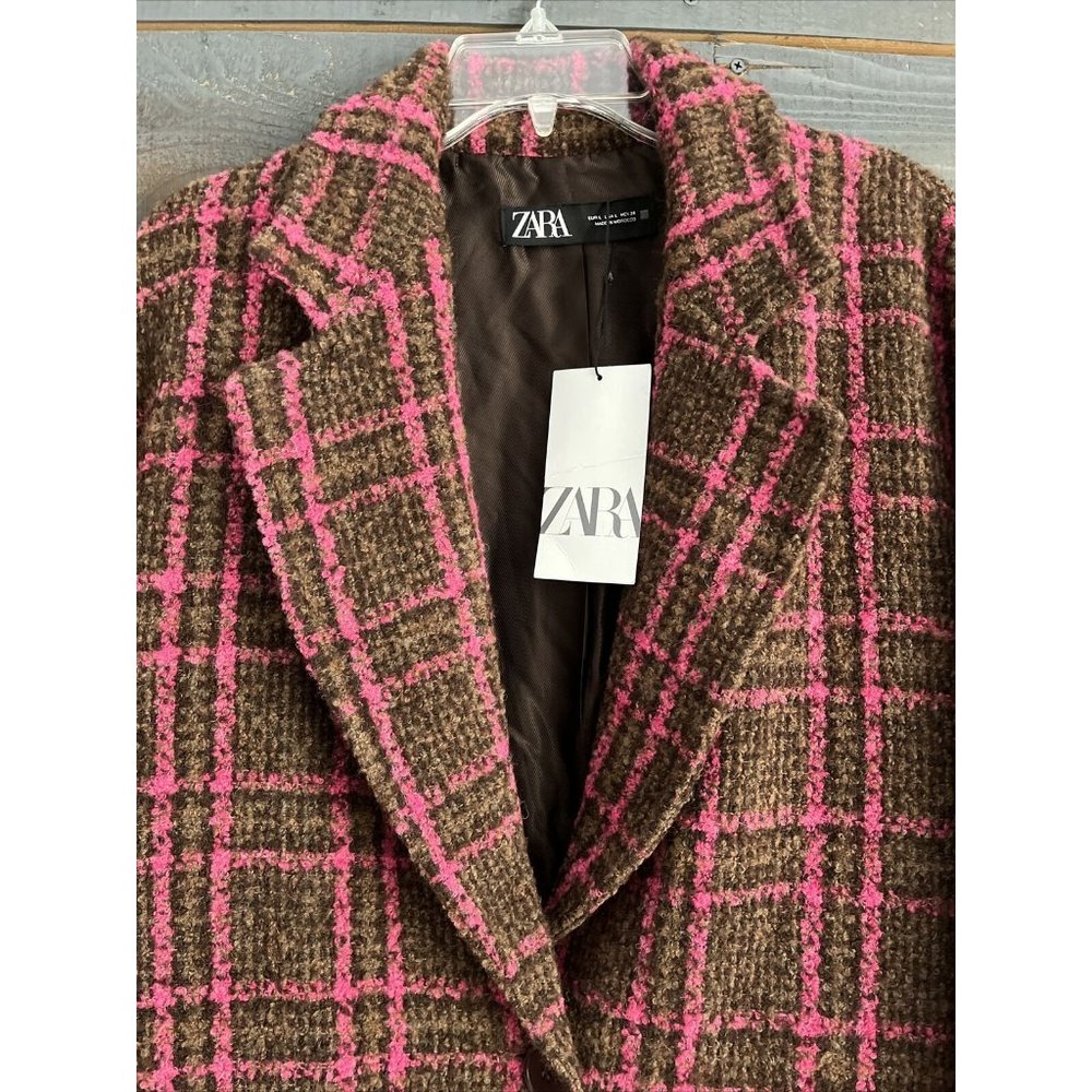 NWT Zara Women Plaid Coat Jacket Blazer - Picture 7 of 12